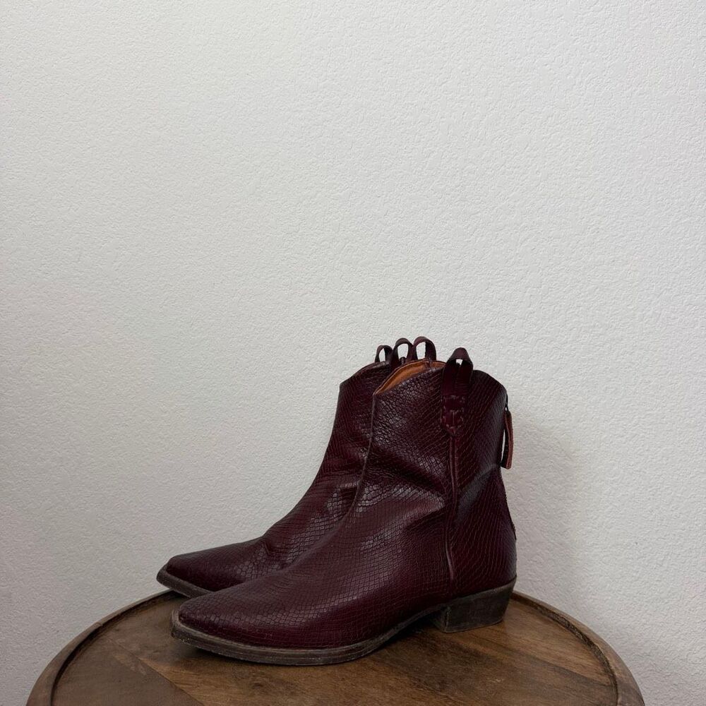 Free People We The Free Wesley Garnet Red Leather Ankle Boots Women's Size 40 10